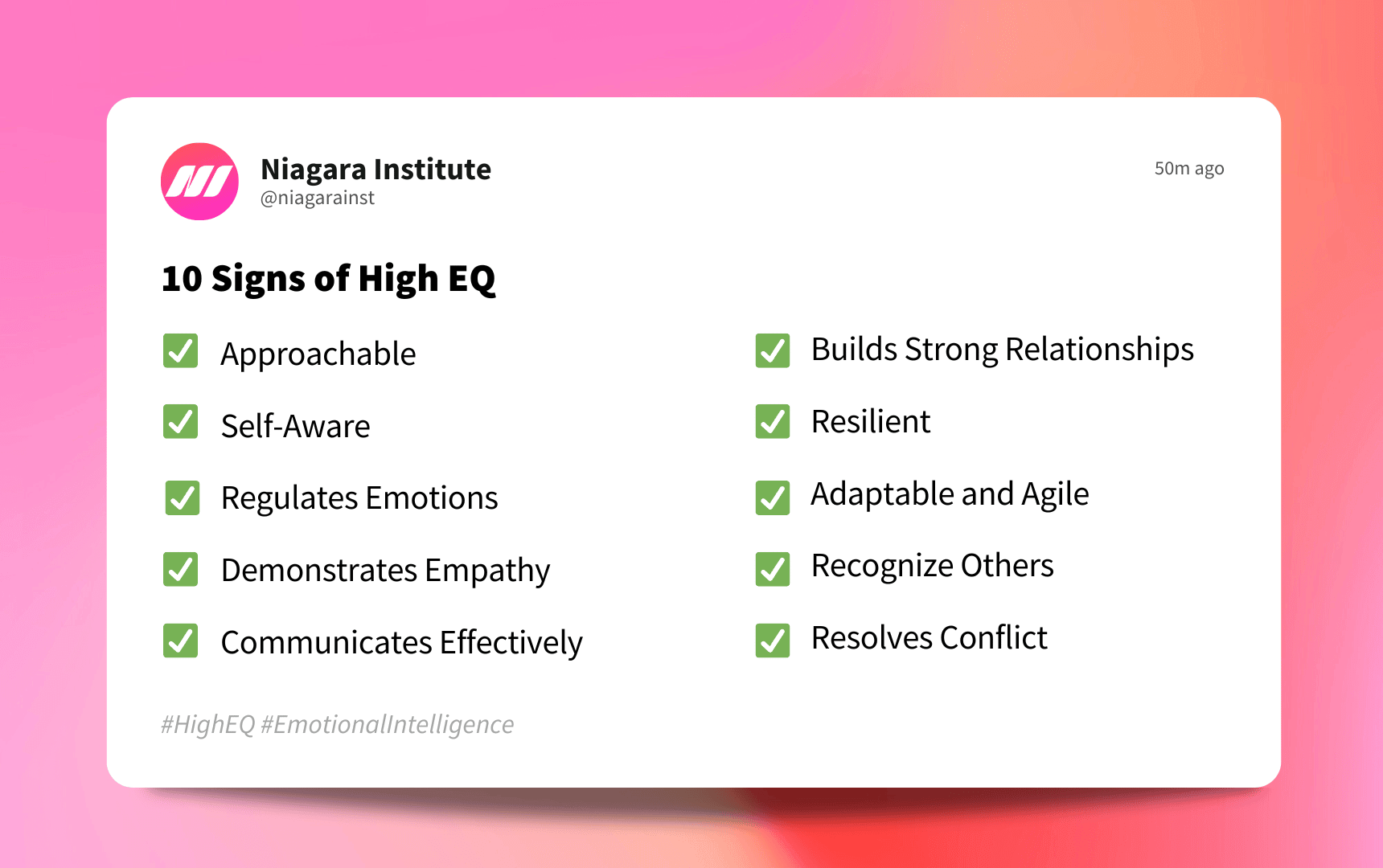 10 Signs of High EQ - Niagara Institute