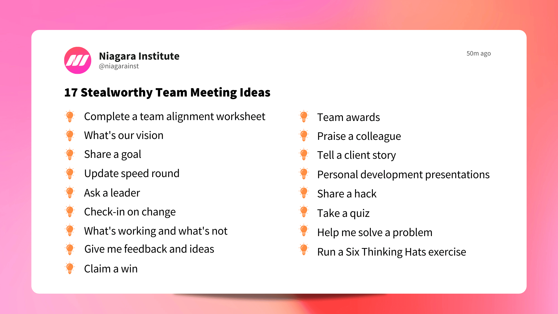 17 Stealworthy Team Meeting Ideas