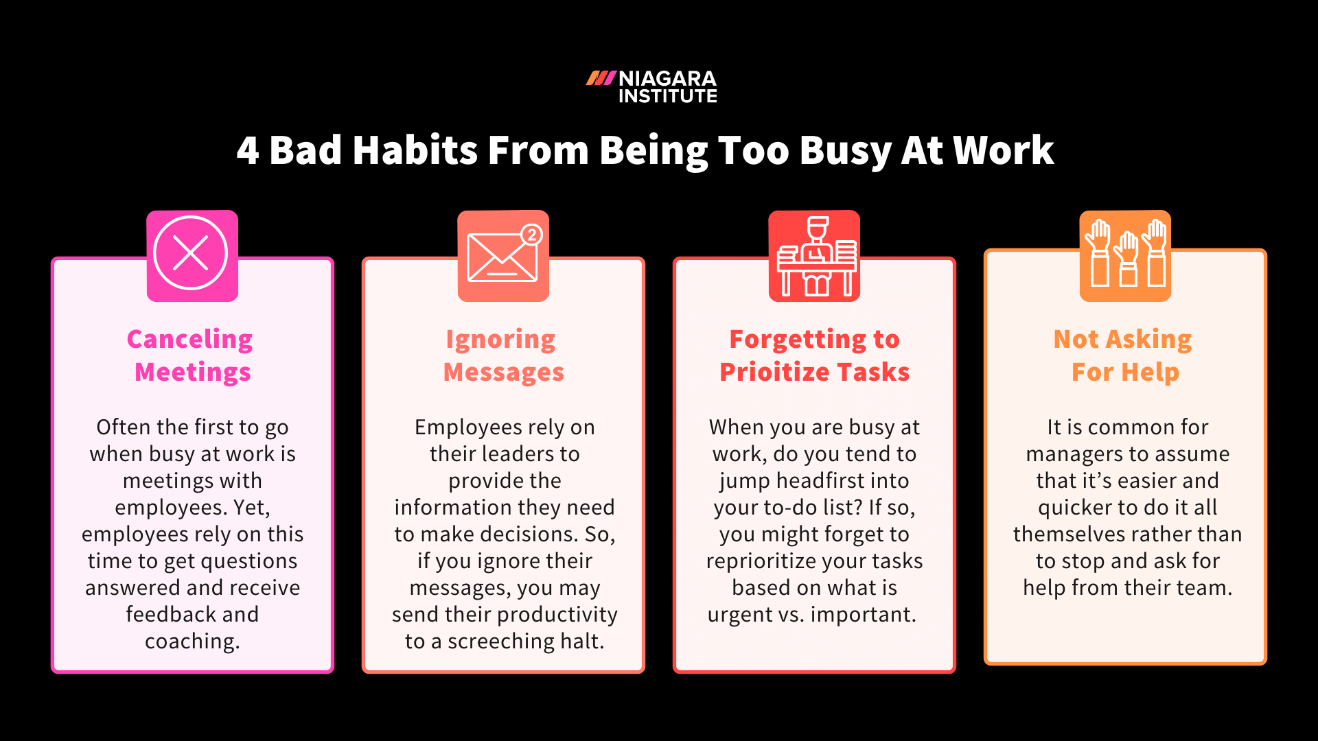 4 Bad Habits From Being Too Busy At Work - Niagara Institute 