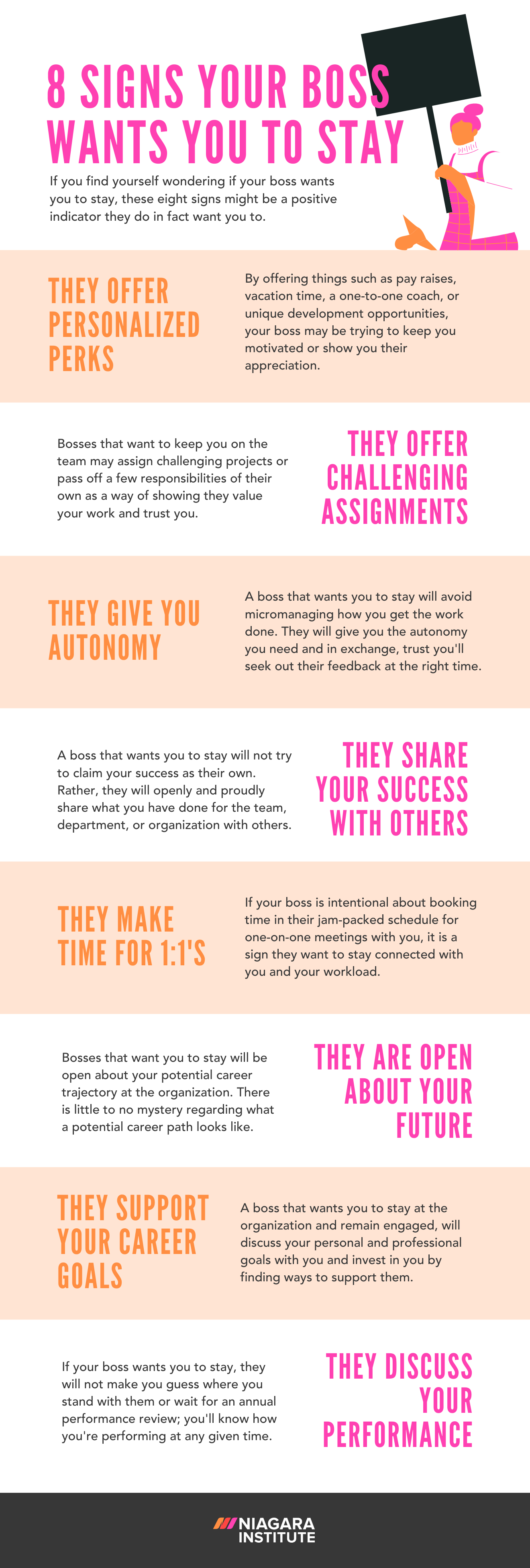 8 Signs Your Boss Wants You to Stay Niagara Institute Infographic