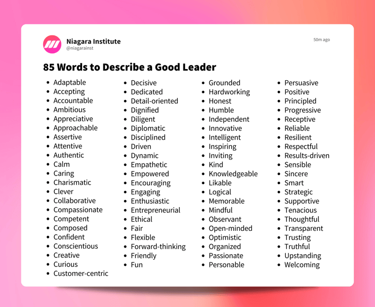 85 Words to Describe a Good Leader