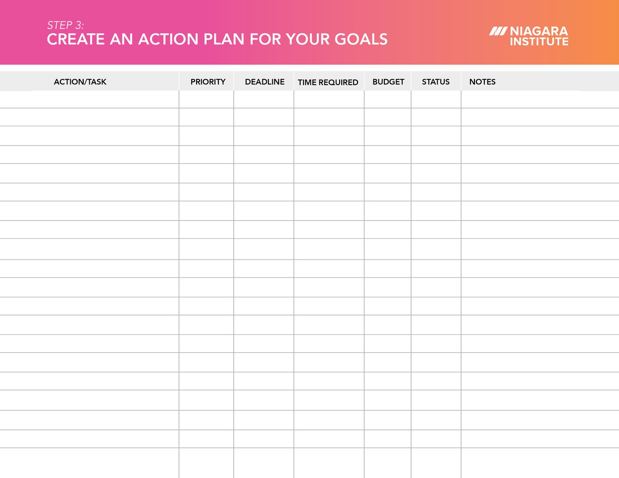 Action Plan Template for Professional Goals