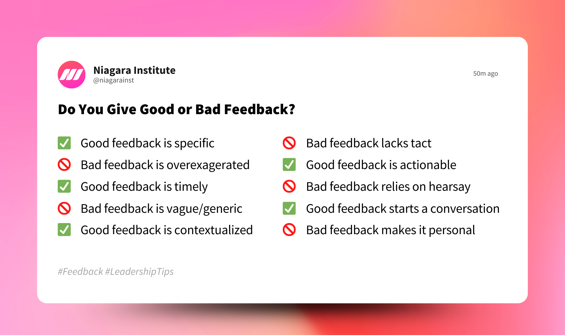 Do You Give Good Feedback or Bad Feedback