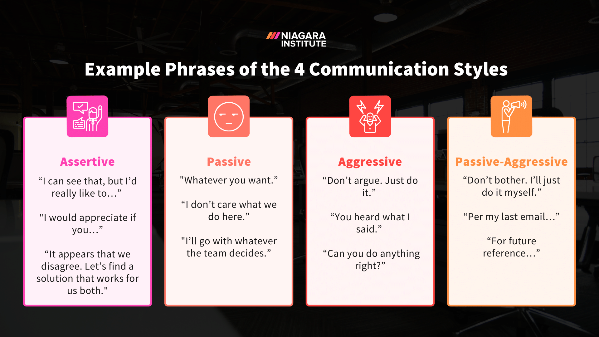 Example Phrases of the 4 Communication Styles - Niagara Institute
