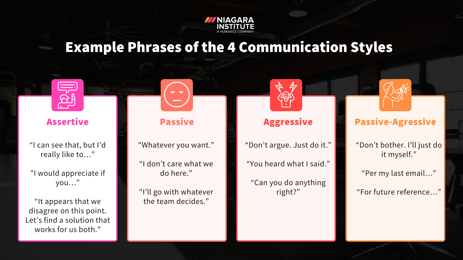 Example Phrases of the 4 Communication Styles