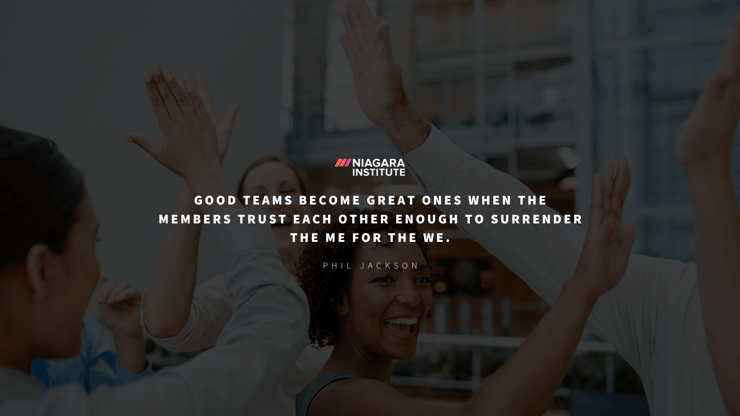 Good teams become great ones when the members trust each other enough to surrender the Me for the We - Phil Jackson Motivational Quote for Employees