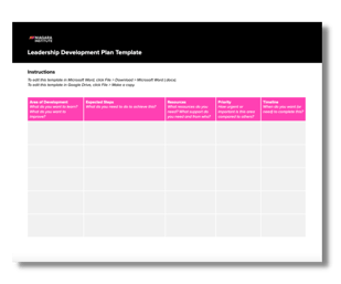 Leadership Development Plan Template from Niagara Institute