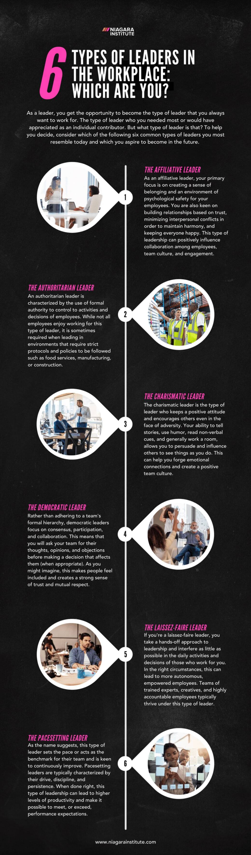 Types of Leaders in the Workplace Infographic