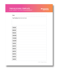 Niagara Institute Time-Blocking Template for Better Self Management