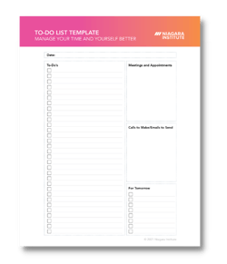 Niagara Institute Daily To-Do List Template for Better Self Management