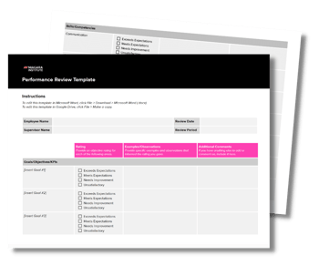 Performance Review Template from Niagara Institute