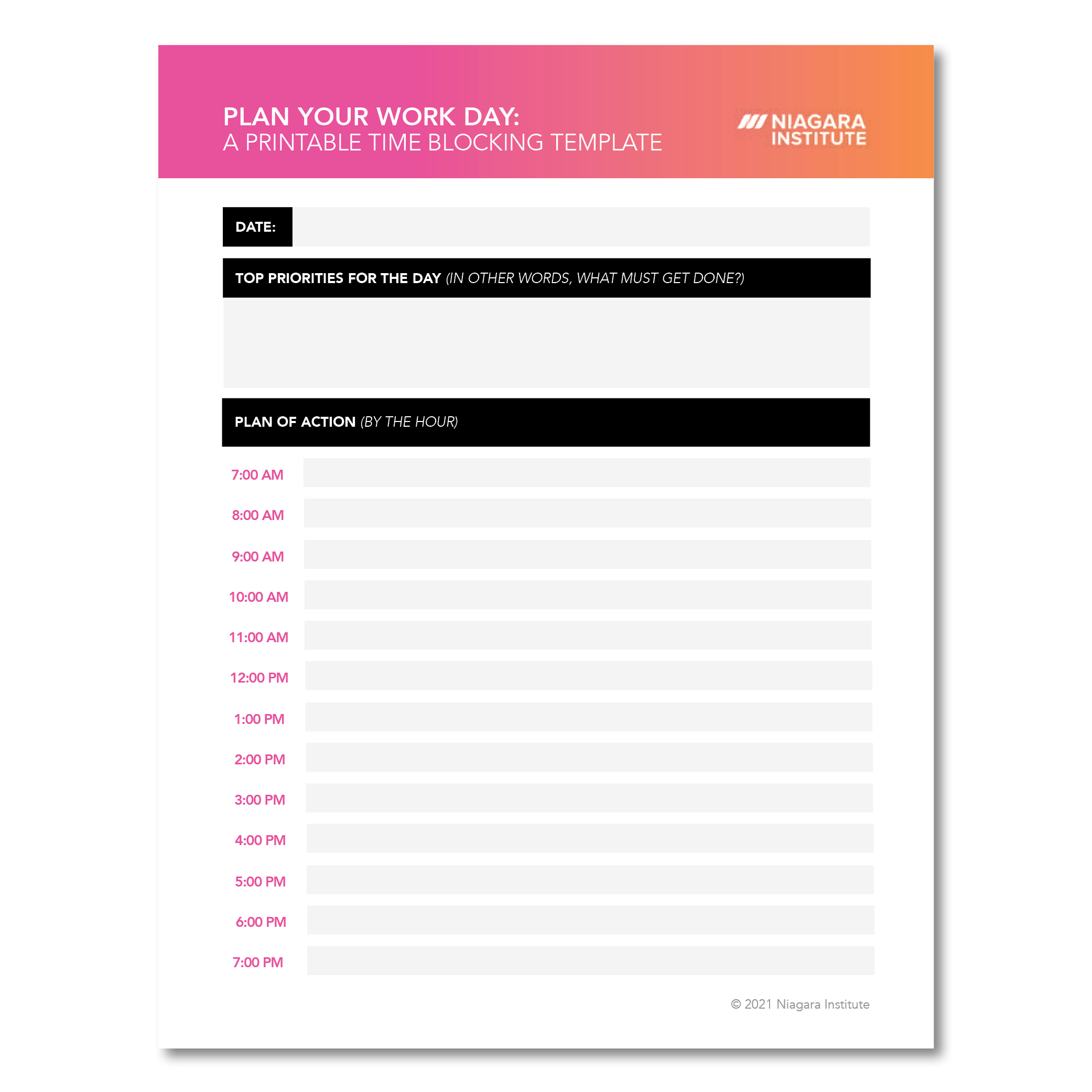 Plan Your Work Day - A Printable Time Blocking Template Mockup