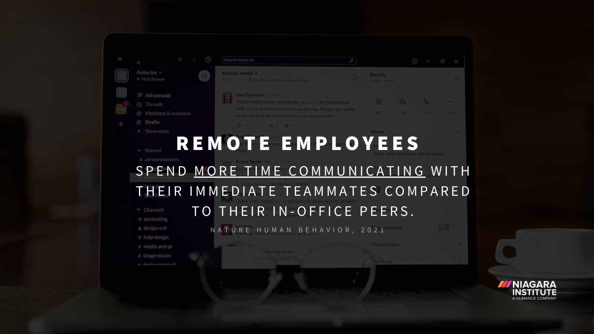 Remote employees spend more time communicating with their immediate teammates compared to their in-office peers
