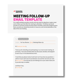 Meeting Follow-up Email Template from Niagara Institute