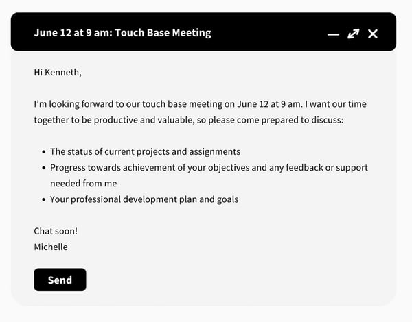 Touch Base Meeting Email Invite