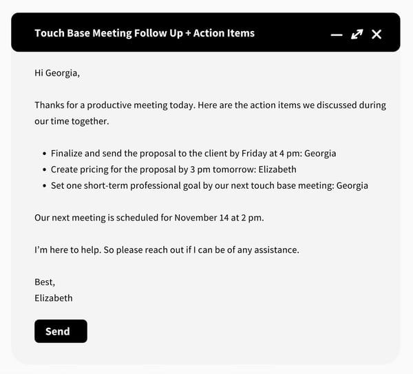 Touch Base Meeting Follow Up Email Example