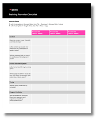 Training Provider Checklist - Niagara Institute