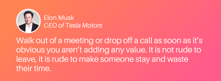 Meetings management quote from Elon Musk, CEO of Tesla (1)