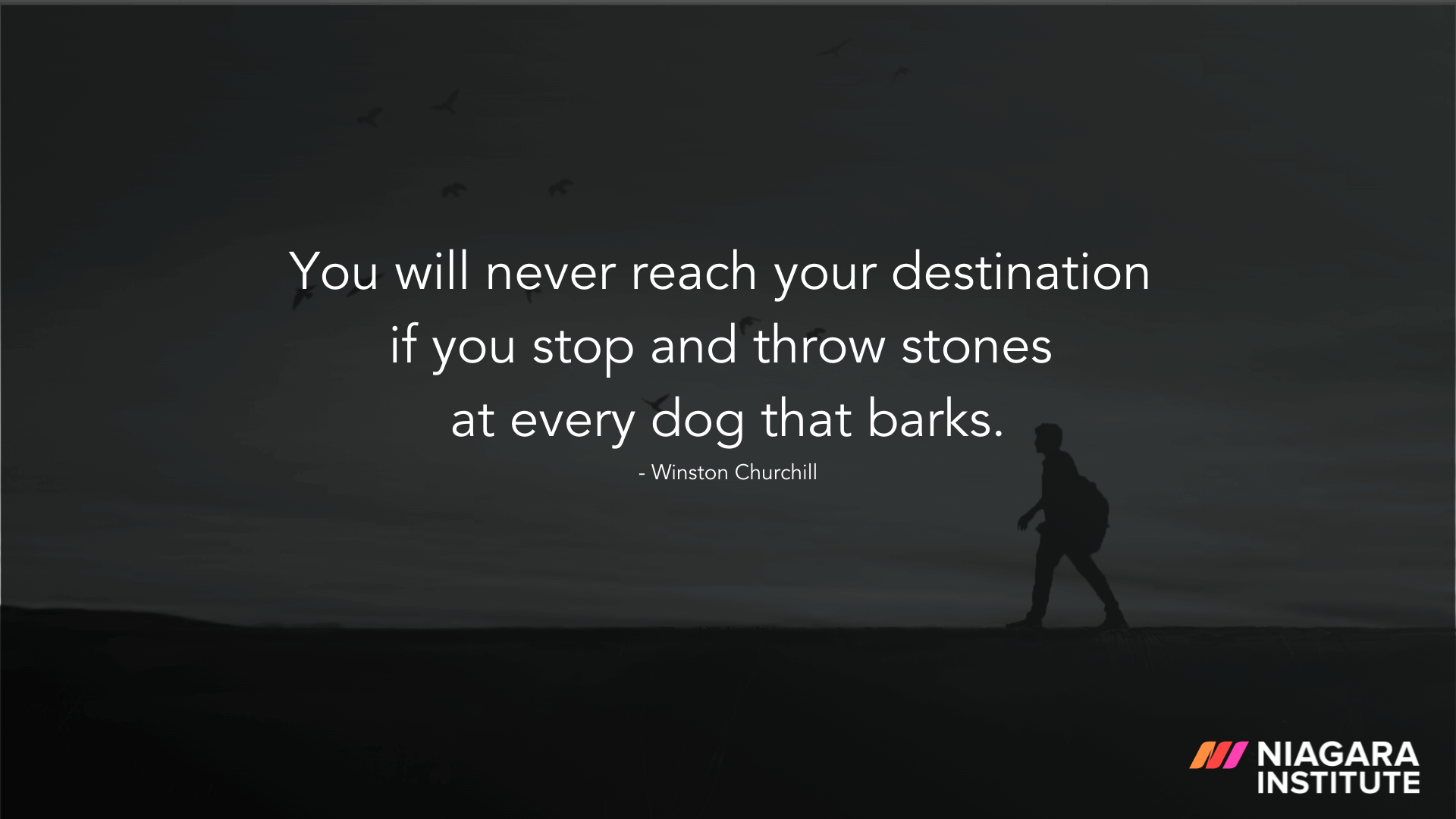 You will never reach your destination if you stop and throw stones at every dog that barks. - Winston Churchill