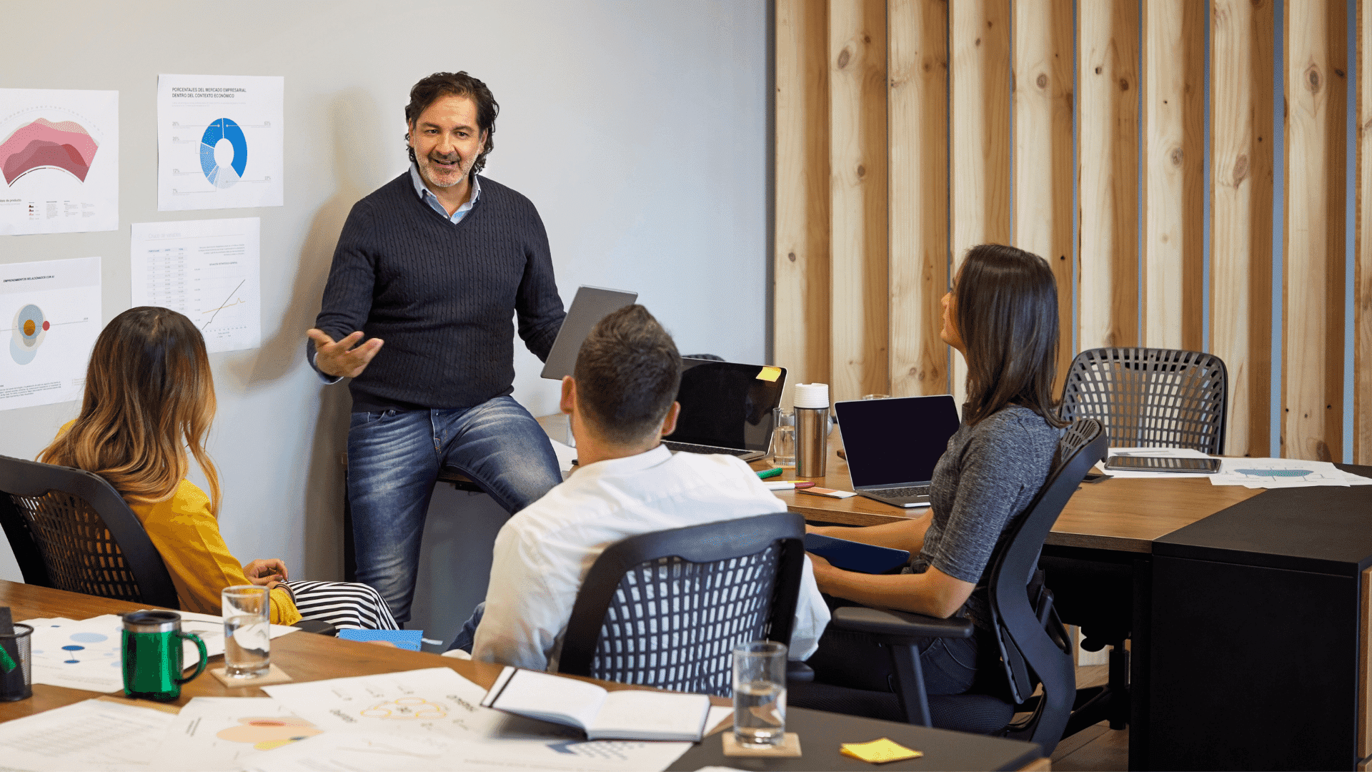 Change agent talking with coworkers